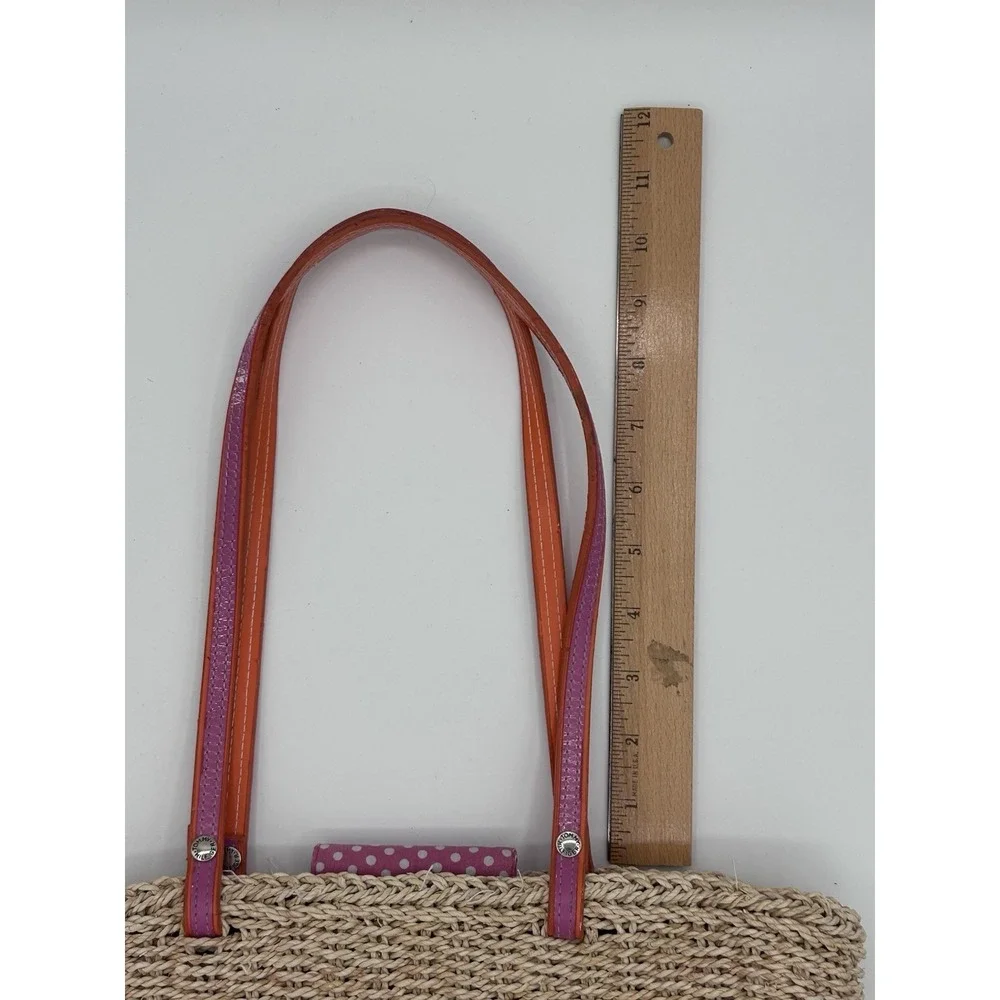 Tommy Hilfiger Straw Raffia Tote Bag TH Monogram Beach Resort Shoulder Bag Y2K